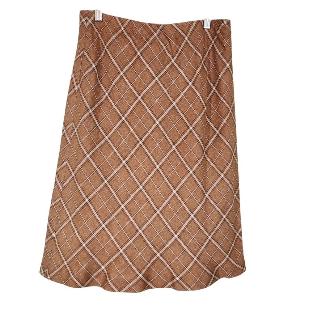 Orvis Tan Plaid Midi Skirt